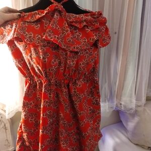 Floral Red Off-Shoulder Dress
